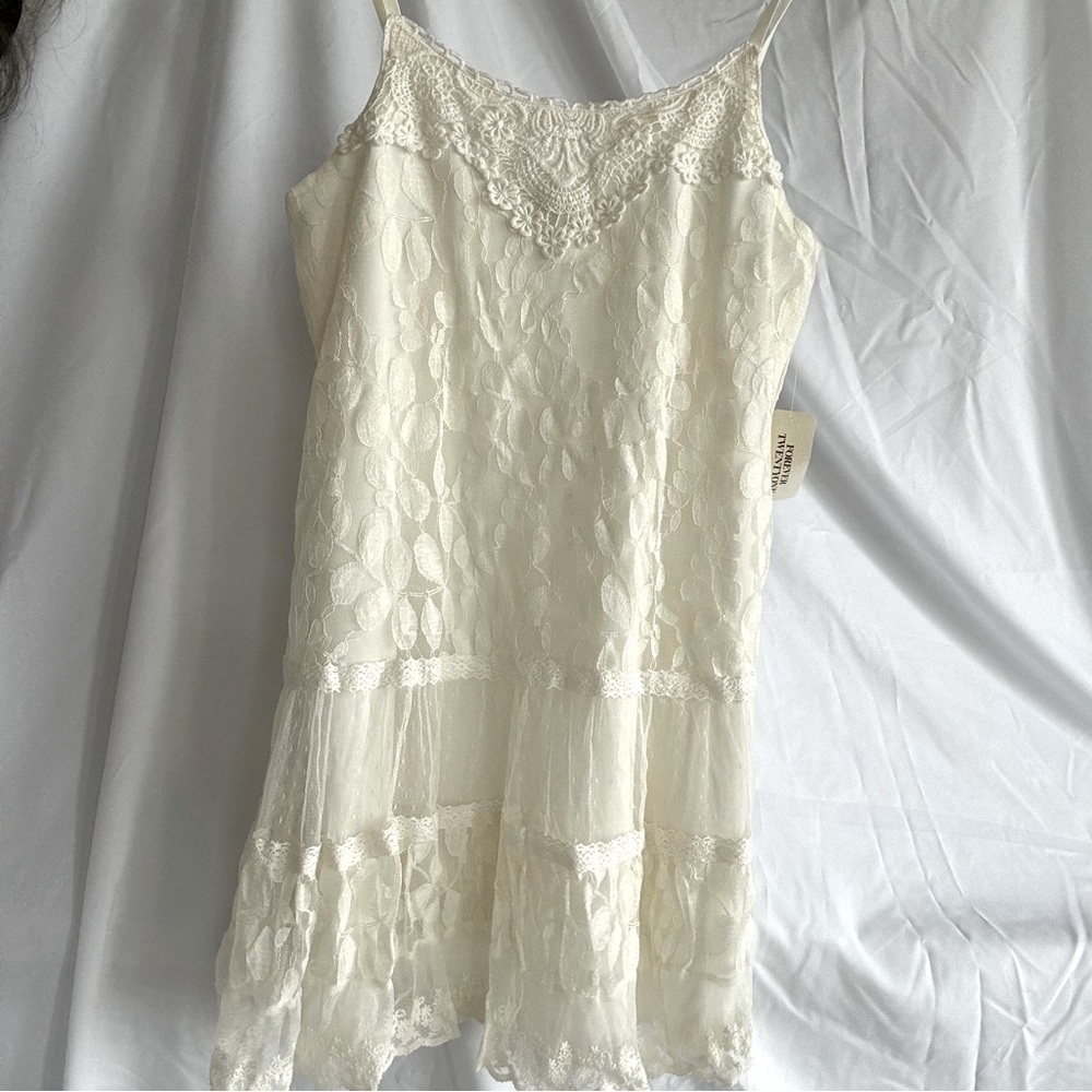 Forever 21 White Flowy Mini Dress